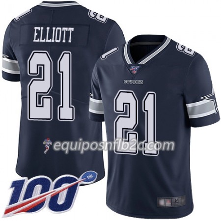 Camiseta Hombre NFL Dallas Cowboys Ezekiel Elliott 21 Nike Navy Azul 100th
